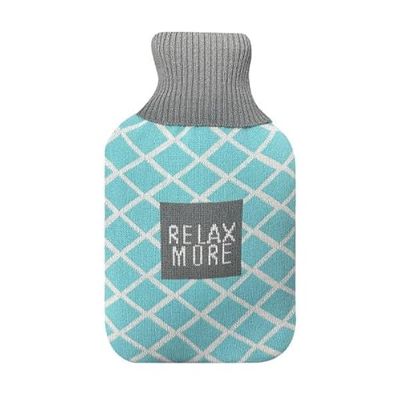 Bolsa de Agua Caliente 1,7L, Forro Azul, Dimensiones 20x32x4 cm, Flexible, Tacto Agradable, Ideal para Aliviar Dolor y Proporcionar Calor.