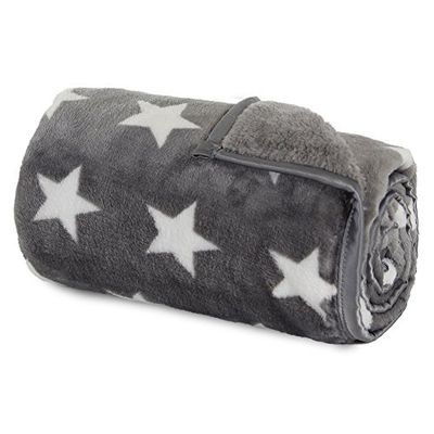 Babybay 500714 - Cuddle Blanket, Dark Grey Stars White, 350 g, unisex