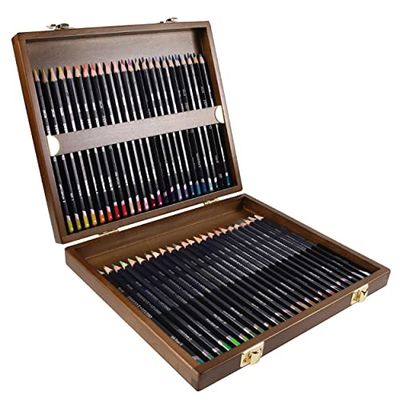 Derwent Studio Colouring Pencils, Drawing & Colouring, Set Of 48 In A Wooden Gift Box, Ideal For Illustrating & Detailing, Professional Quality, 0700822