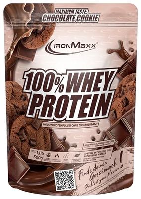 IronMaxx 100% Whey Protein Polvo - Chocolate & Cookie 500g Bolsa | Proteína de suero de leche reducida en azúcar y soluble en agua | Disponible en muchos sabores diferentes