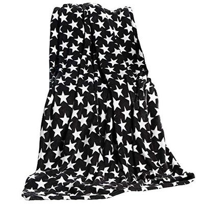 CelinaTex Fluffy Cuddly Blanket 150 x 200 cm Black Sofa Couch Blanket Soft Stars Microfibre Fleece Oeko-Tex Moonlight