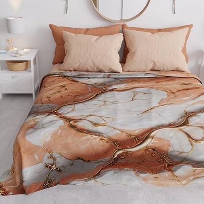 PETTI Artigiani Italiani Sprei voor tweepersoonsbed, lente en zomer, lichte deken voor tweepersoonsbed, zalmmarmer, 100% Made in Italy