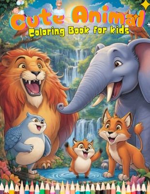 Cute Animal Coloring Book for kids: Fun and easy coloring pages of animals Big, Easy and Fun Designs for Boys and Girls