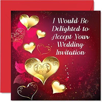 Acceptance Card RSVP for Weddings and Parties - I Would Be Delighted - RSVP Cards Wedding, Engagement Party Invitations Card, 145mm Cant Wait Card Greeting Cards