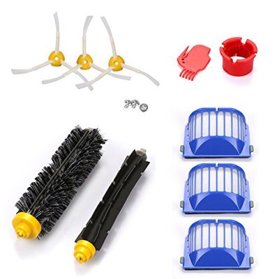 energup Accessoire de Rechange pour aspirateur Irobot Roomba série 500 600 610 620 650 Comprend 3 filtres, Brosse latérale, 1 Brosse à Poils et Brosse à Batteur Flexible