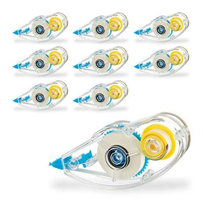 Relaxdays Lot de 9 stylos correcteur Souris pour Bureau école et Studio Blanc 5 mm x 8 m