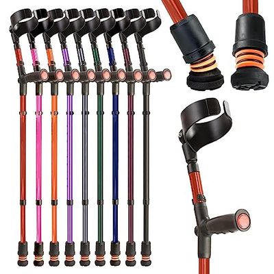 Flexyfoot Shock Absorbing Soft Grip Double Adjustable Crutch - Improves Safety, Improves Grip, Reduces Shocks & Jarring – Single - Red