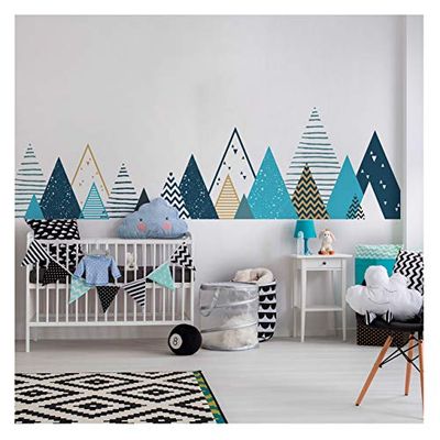 Ambiance-Sticker Muursticker voor kinderen, enorme decoratie, Scandinavische bergen voor kinderkamer, tipika, 65 x 240 cm