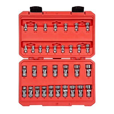 TEKTON SHD99301 - Set di chiavi a bussola universali da 1/4", 3/8", 33 pezzi (1/4-3/4", 6-19 mm)