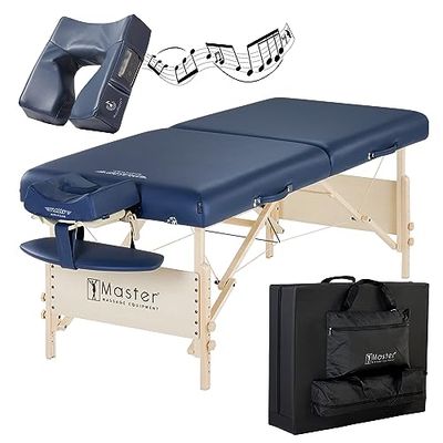 Master Massage Lettino Pieghevole Mobile in Legno per Cosmetici, Massaggi e Terapia con Cuscino Musicale Altoparlante, 76cm