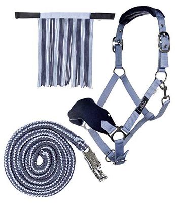 HKM 10734 Lot de licols à Franges de Mouches en Tricot 180 cm avec Crochet Panique Pony VB WB