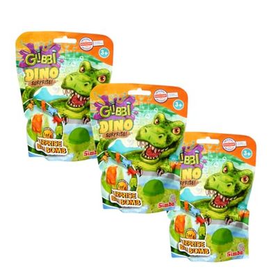 Glibbi Dino Surprise, confezione da 3 bombe da bagno con assortimento casuale, giocattolo per vasca da bagno a partire dai 3 anni in su