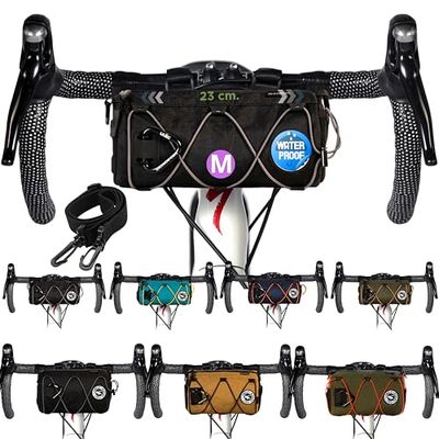 Borsa Manubrio Bici con Tracolla Borsa Impermeabile Nylon 1,7L 23x11x11 cm Accessori Bici MTB E-Bike Complementi Cestino Porta Attrezzi