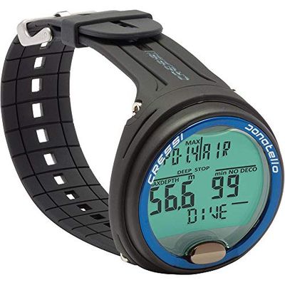 Cressi Donatello Diving Computer Ordenador Profesional Muñeca para Buceo y Apnea, Unisex-Adult, Negro/Azul, Un tamaño