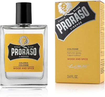 Proraso Cologne, Wood and Spice, 100ml, Men's Fragrance with Earthy and Warm Notes, Made in Italy