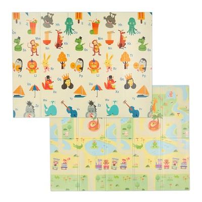 Relaxdays Foldable Playmat, Animals ABC, Non-Toxic, 200 x 150 cm, XPE Foam, Baby & Child Crawling Mat, Multicoloured