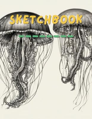 Jellyfish vintage sketch Sketchbook: A sealife design book for school, collega, office and work