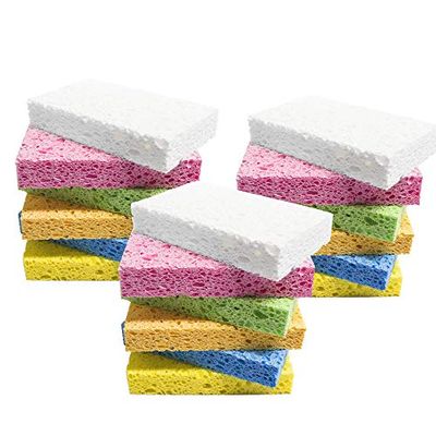 ARCLIBER Esponja de Limpieza, celulosa antiarañazos para Cocina, baño, Coches, Esponja comprimida Colorida (Paquete de 18)