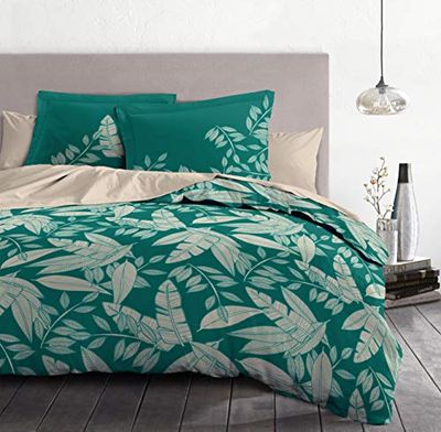 Home Passion | påslakan - 3 delar | 100 % bomull - 57 trådar | 2 personer - 220 x 240 cm | smaragdgröna manauer