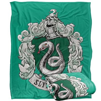 HARRY POTTER Slytherin Rough Crest Officially Licensed Silky Touch Super Soft Throw Blanket 152 x 127 cm