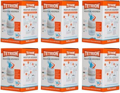 Tetrion Moisture Absorber - Prevents Condensation, Controls Moisture, Improves Air Quality - Advanced 360° Airflow, 20m² Coverage - Versatile and Easy-to-Use Solution (Pack of 6)
