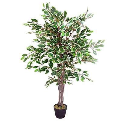 Leaf Realistic Artificial Ficus Tree/Plant, 120cm Variegated