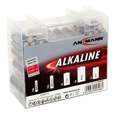Ansmann 1520-0004 - Caixa de 35 pilhas alcalinas marca com 14 x micro AAA / 12 x Mignon AA / 4 x Baby C / 4 x mono D / 1 x E-Block de 9 V