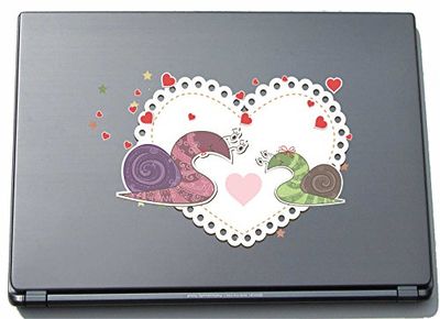 Laptopsticker laptopskin Lovely022 - schattige harten - slakken houden - 150 mm sticker