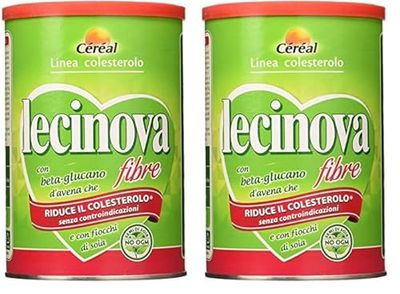 LECINOVA FIBRE, Con Beta-Glucani d'Avena, Senza Controindicazioni, Con Fiocchi di Soia NON OGM, Barattolo da 400 gr (Confezione da 2)