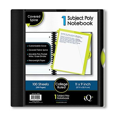 iScholar iQ 1-onderwerp Poly Cover Wirebound Notebook, College gelijnd, 11 x 8,5 inch velformaat, 100 vellen, kleur omslag kan variëren (59902)