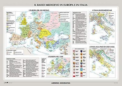L'Alto Medioevo in Europa/Il Basso Medioevo in Europa e in Italia. Carta murale storica doppia (Carte murali)