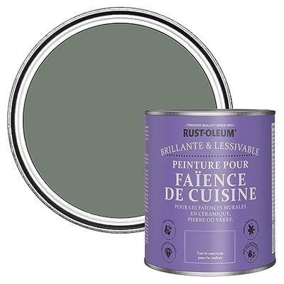 Rust-Oleum Peinture Verte Résistante à l'eau pour Faïence de Cuisine, Finition Brillante - Sérénité 750ml