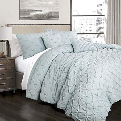 Lush Decor Ravello Pintuck, Poliestere, Blu, Queen
