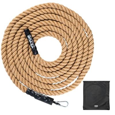 VEVOR Klimtouw, 6,1 m, trainingstouw, fitness, gym, lengte diameter 38,1 mm, multifunctioneel touw, 227 kg, klimoefeningen, krachttraining voor bergbeklimmen, klimmen