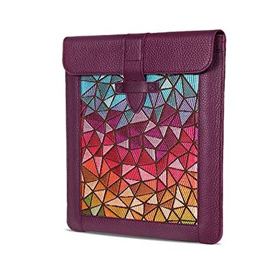 Londo iPad Pro 12.9 Case 2020 - Echt Top Grain Lederen iPad Case met geweven kledingstuk ontwerp voor 2018-2020 iPad Pro 3e & 4e generatie - Compatibel met alle 12 Inch Tabletten - Paars