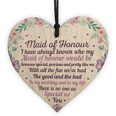 RED OCEAN Will You Be My Maid Of Honour Handmade Wooden Hanging Heart Plaque Wedding Gifts Friendship Gifts Keepsake