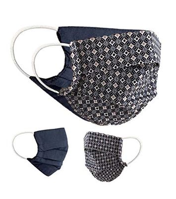 BaF Community-maskers Set van 2 stuks Unisex geïmproviseerd masker Omkeerbaar mondbeschermingsmasker Mond- en neusbescherming Omkeerbaar masker met motief katoen BCI Wasbaar, Marine-1, 1 maat