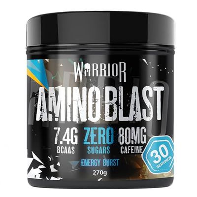 Warrior Amino Blast 270g – BCAA Powder – Branched Chain Amino Acids Supplement, Intra Workout & Recovery, Energy Drink – 30 Servings (Energy Burst)