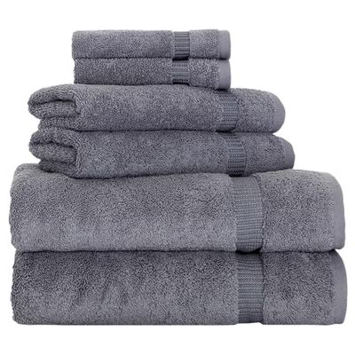 BERIBO Set di asciugamani turchi, 100% cotone (comfort), 6 pezzi, 620 g/m² (grigio)