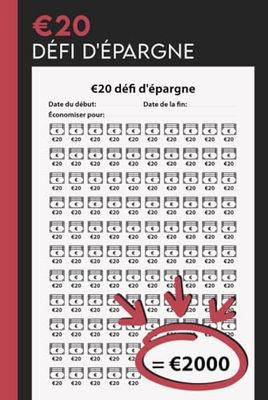 €20 défi d'épargne: Journal de Défi D'épargne pour aider à économiser jusqu'à €100000.