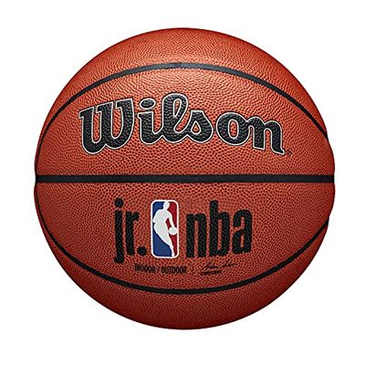 Wilson Pallone da Basket Jr NBA Auth Series Outdoor Basketball, Utilizzo Indoor/Outdoor, Pelle Composita, Misura 7, Marrone