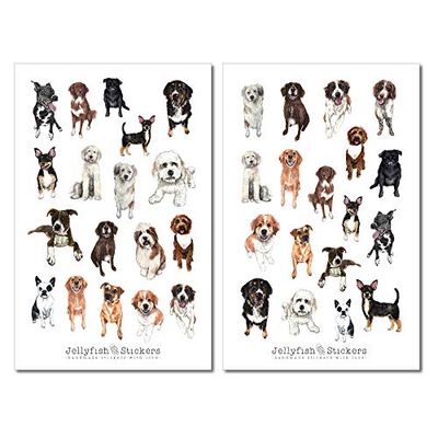 Set di adesivi per cani - adesivo per diario, adesivo per planner, animale domestico, carino, famiglia, carlino, terrier, boxer, golden retriever, cane
