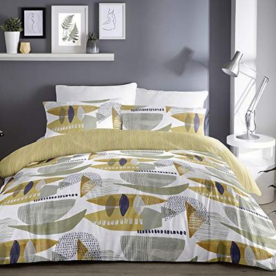 Dreams & Drapes Saldana-Easy Care - Set copripiumino per letto king size, colore: giallo ocra