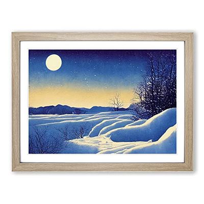 Winter Landscape Sunrise Vol.2 H1022 Framed Print for Living Room Bedroom Home Office Décor, Wall Art Picture Ready to Hang, Oak A4 Frame (34 x 25 cm)