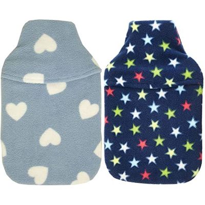 Vagabond 2L Blue Hearts Hot Water Bottle and Cover & Vagabond Bags Navy Multi Star 2 Litre Hot Water Bottle and Cover, 475 g