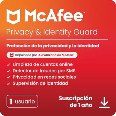 McAfee Privacy & Identity Guard para 1 usuario 2025 |12 meses | El software de ciberseguridad para la protección de datos personales | Descarga digital