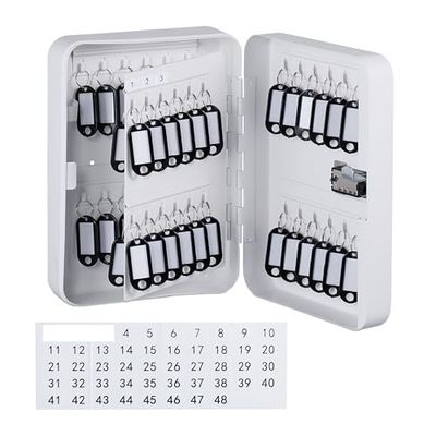 Relaxdays sleutelkastje, cijferslot, 48 haken, met sleutelhangers, HBD: ca. 25x18x7,5 cm, sleutelkluisje, wit