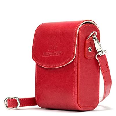 MegaGear MG1218 Nikon Coolpix A1000, A900 Custodia in finta pelle per Fotocamera con Tracolla - Rosso