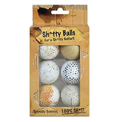 On Par 6 Pack Sh*tty Golf Balls, White, Pack of 6