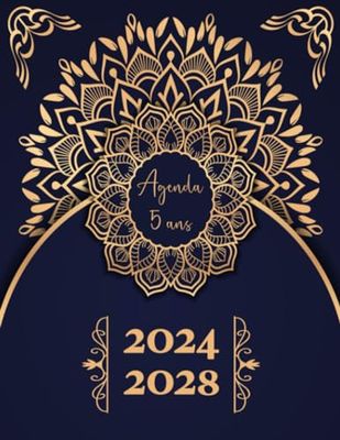 Agenda 5 Ans 2024-2028: Planificateur Mensuel 2024 2028 | 60 Mois du 01/01/2024 au 31/12/2028 | 1 Mois sur 2 Pages | Jours Fériés | Grand Format 21.59 x 27.94 cm | 160 Pages